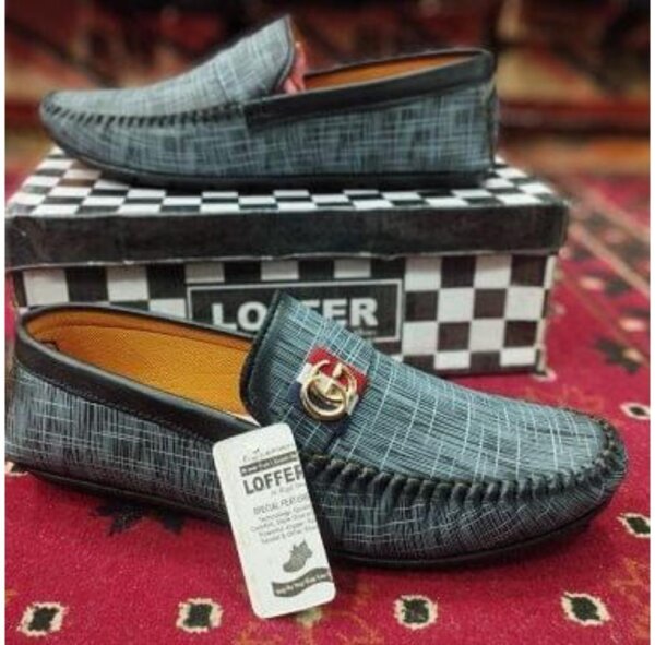 Men's Casual Grey Leather Loafers - Image 3