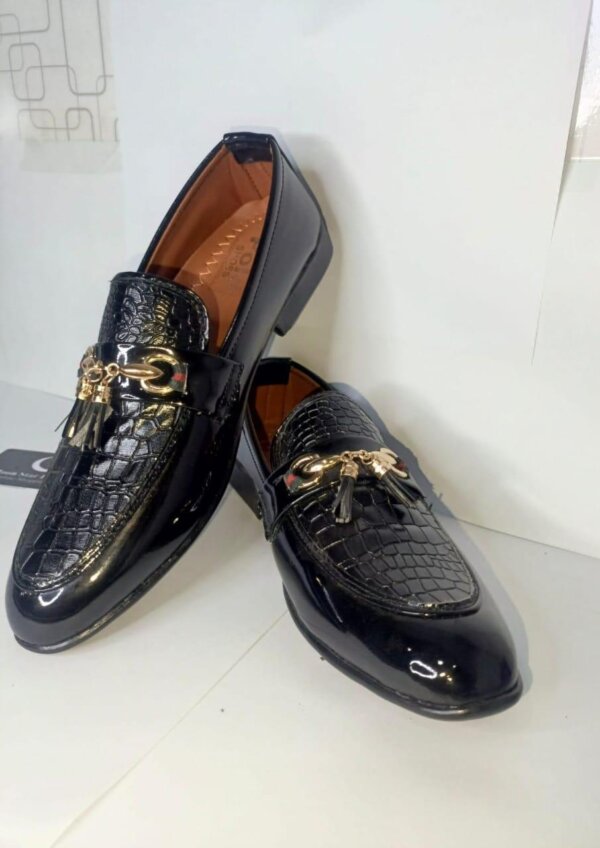 Men's Casual Black Rexine Dress Shoes - Image 4