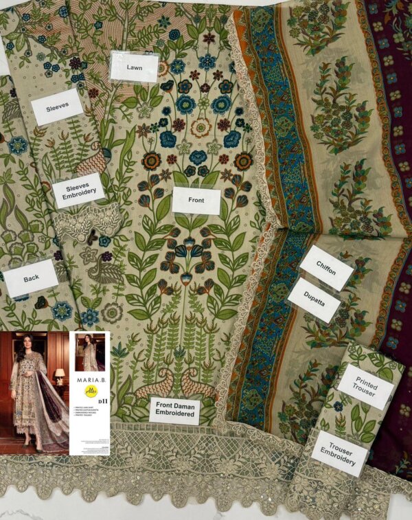 Maria B Hooram Lawn & Chiffon 3PC - Image 4