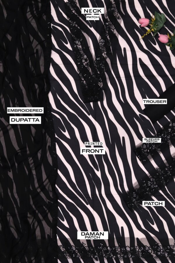 Back printed lawn fabric detail of Faraasha 3-piece suit