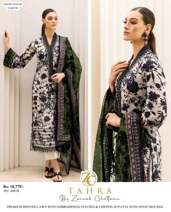 Back and sleeves digital printed design Zainab Chottani 3PC
