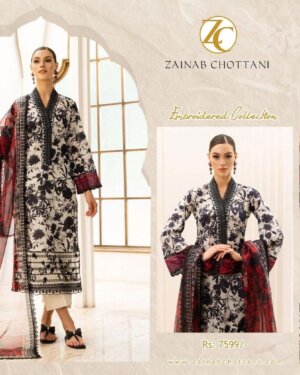 Zainab Chottani digital printed lawn shirt front