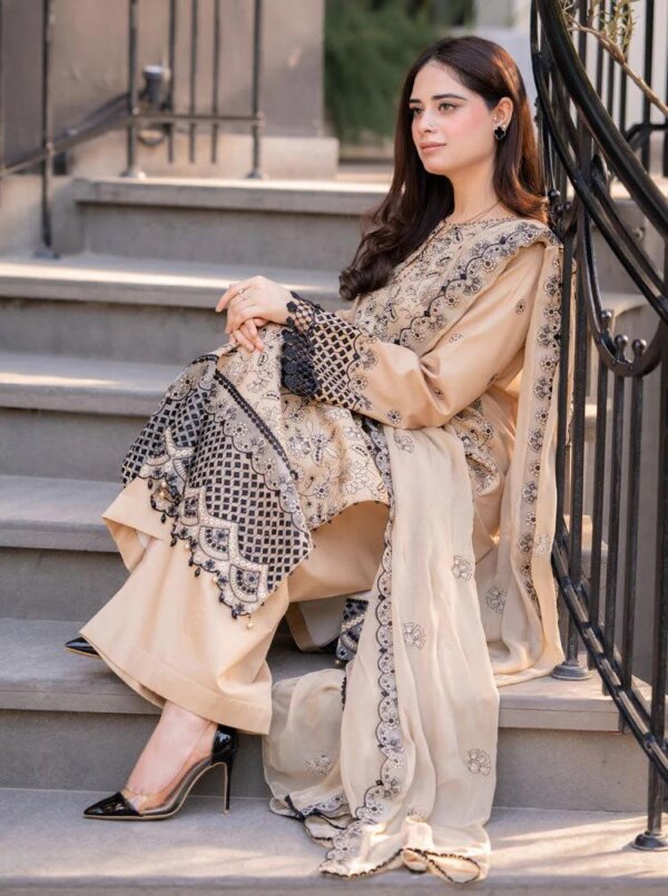 Bareeze Fajr Embroidered Cambric Suit - Image 2