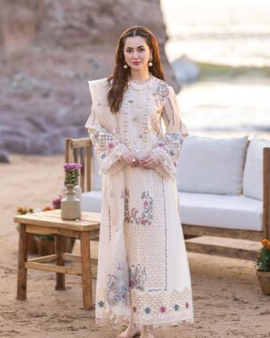 Full Qalamkar Fajr design lawn suit with embroidered shirt and dupatta