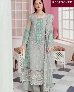 ELAaf bridal organza embroidered shirt front with hand stone work