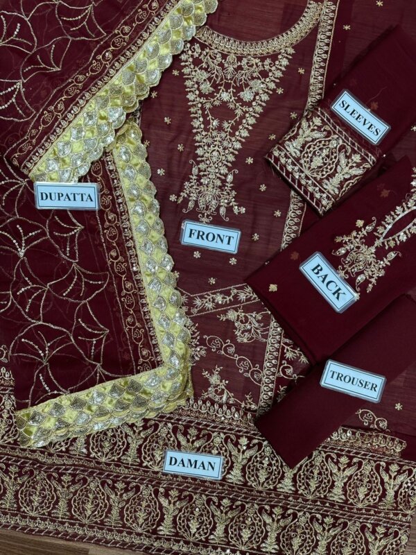 Sleeves with intricate embroidery