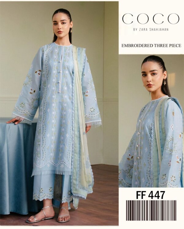 COCO by Zara Shahjahan 447 embroidered lawn shirt with boring work