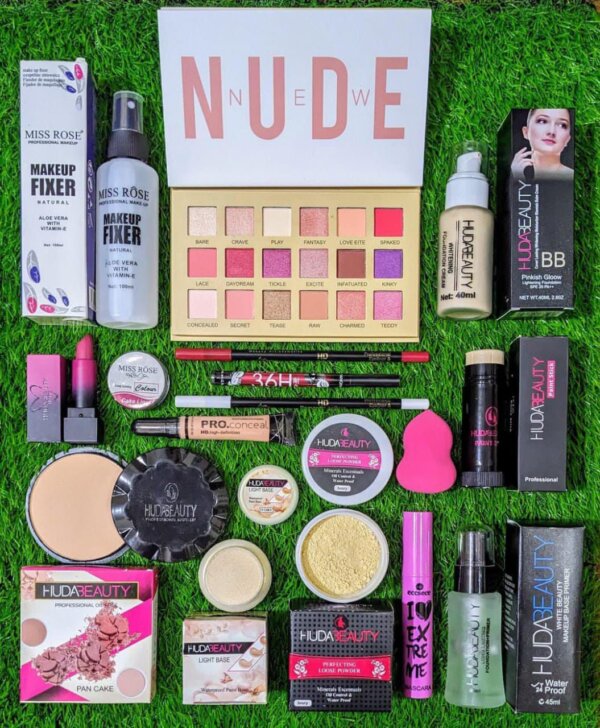 Eid Mega Makeup Deal – 16-in-1 Huda Beauty, Miss Rose & Pro Makeup Combo | First Check, Then Pay