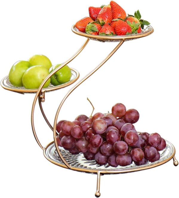 Stylish Golden Metal Fruit Basket - 1 Pc for Your Kitchen - Image 3