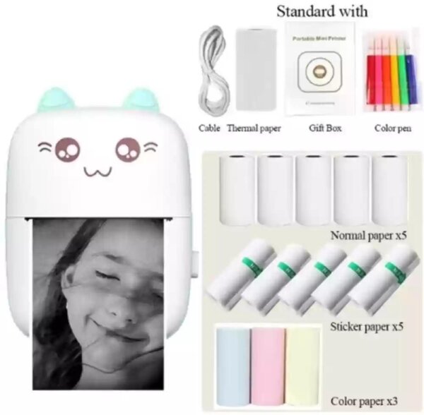 Charming Pink & White Mini Printer - Image 5